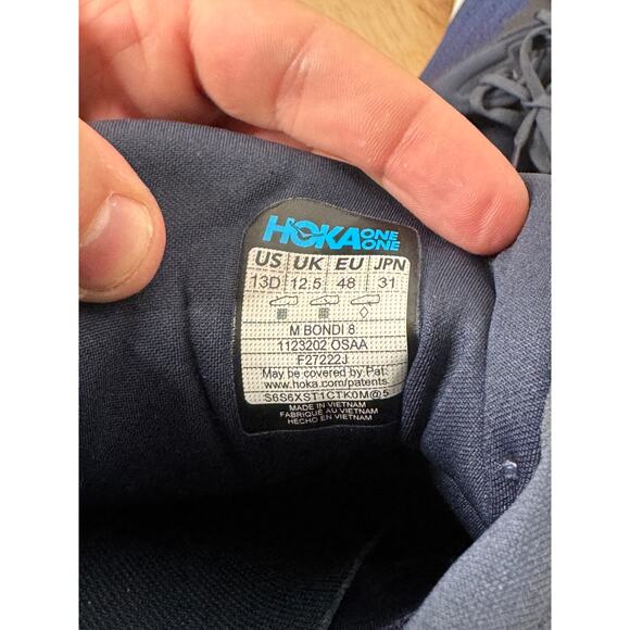 HOKA One One Bondi 8 Blue Running Shoes Men’s Size 13D - Picture 4 of 15